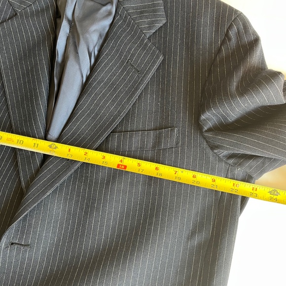 Brooks Brothers 346 Blue Striped 46R Suit Blazer Lined Pockets 3 Buttons - Picture 12 of 13